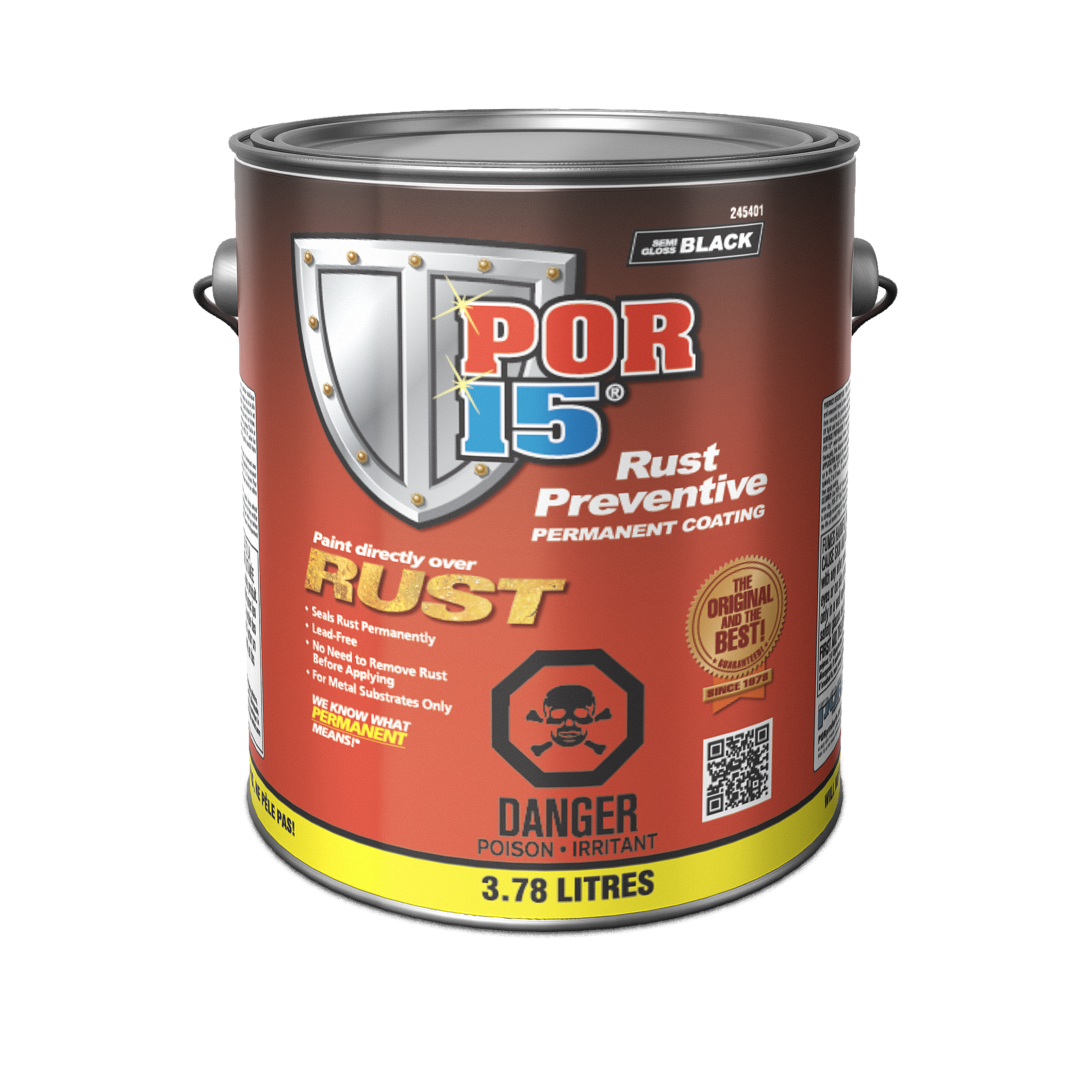 POR-15® Rust Preventive Semi-Gloss Black - 3.78 L